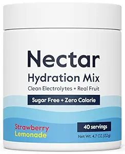 Nectar Sugar Free Electrolytes Powder - Fruta Orgánica Sin Azúcar o Calories - Hidration Powder for Dehydration Relief and Rehydration - Keto y Paleo (Strawberry Lemonade 40 Serving Tub)