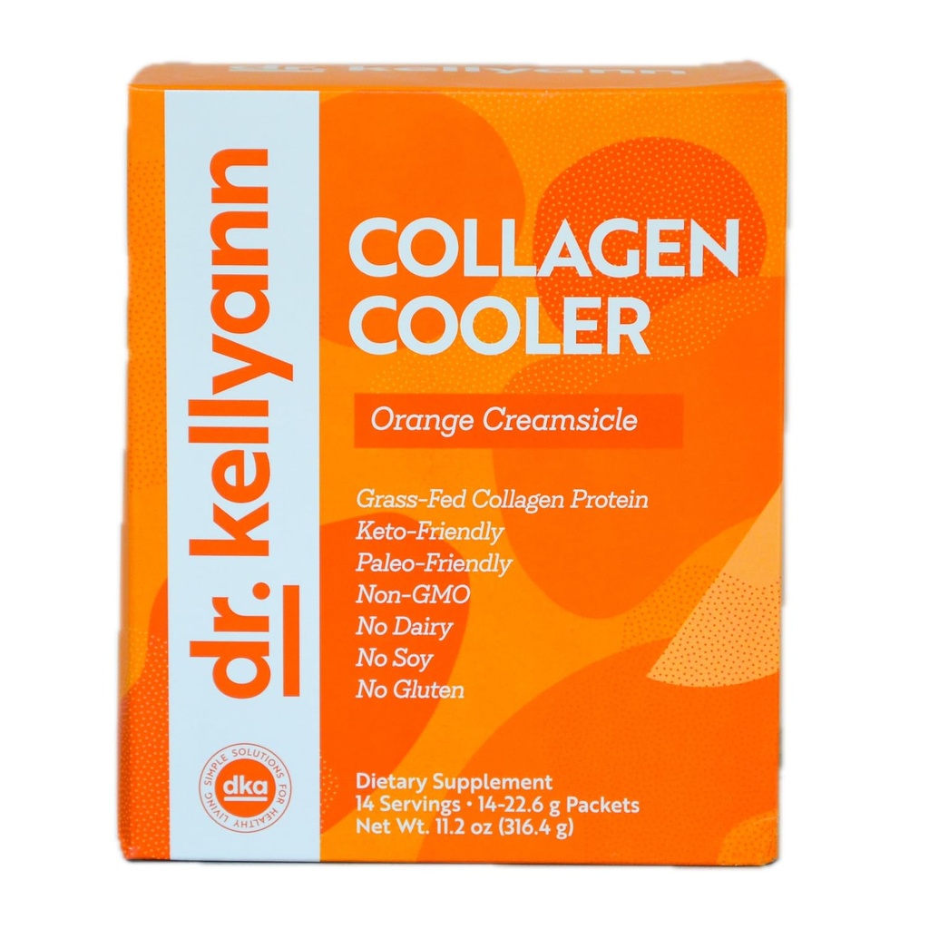Dr. Kellyann Collagen Cooler – Orange Creamsicle | 15g Grass-Fed Collagen Protein per Serving | Keto & Paleo Friendly, Non-GMO, Dairy-Free | 14 Servings