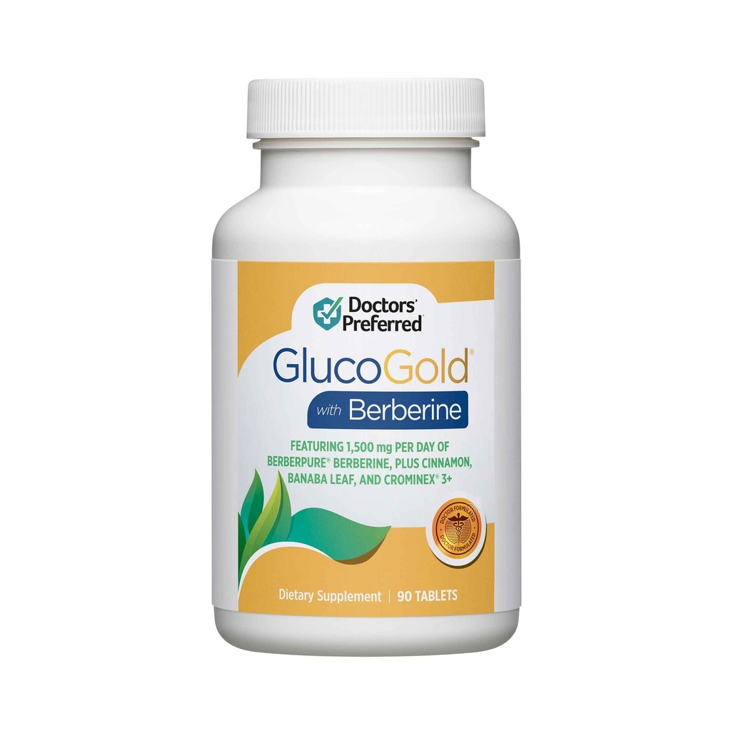 DOCTORS' PREFERRED GlucoGold with Berberine, Concentrated Cinnamon, Chromium, Banaba Leaf Extract (90 Tablets)