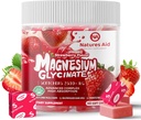 Magnesium Glycinate Soft Chews, Strawberry Flavor. Chewable Azúcar Potasio Gratuito Mandíbula de Magnesio Glycinate, Vitamina D, B6, y CoQ10 para el apoyo a la calma " El sueño para adultos, 60 días de suministro