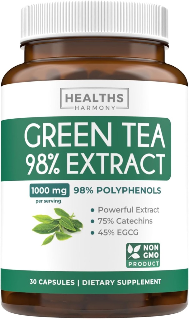 EGCG Green Tea Extract Capsules - Super High Potency Green Tea Pills Antioxidant Rich Formula Empaquetado con Polyphenols Catechins &amp; EGCG - 500mg Por Capsule - Non-GMO &amp; Made in the USA (Tamaño de prueba)