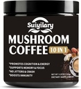 Café de seta, 10 Mushroom Extract Powder Blend Lion's Mane, Reishi, Chaga, Cordyceps, Turquía Tail, Brain Supplements with Instant Coffee for Energy, Focus, Memory and Immunity 150g
