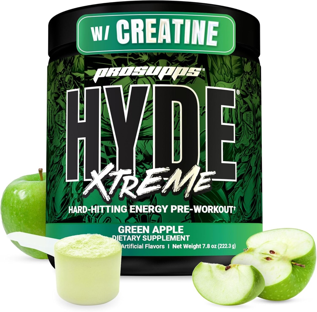 PROSUPPS Mr. Hyde Xtreme Pre Workout Powder with Creatine, Beta Alanine & Caffeine - Extreme Energy, Pumps, Focus & Performance - Fitness & Gym Supplements for Men & Women (Green Apple, 30 Servings)