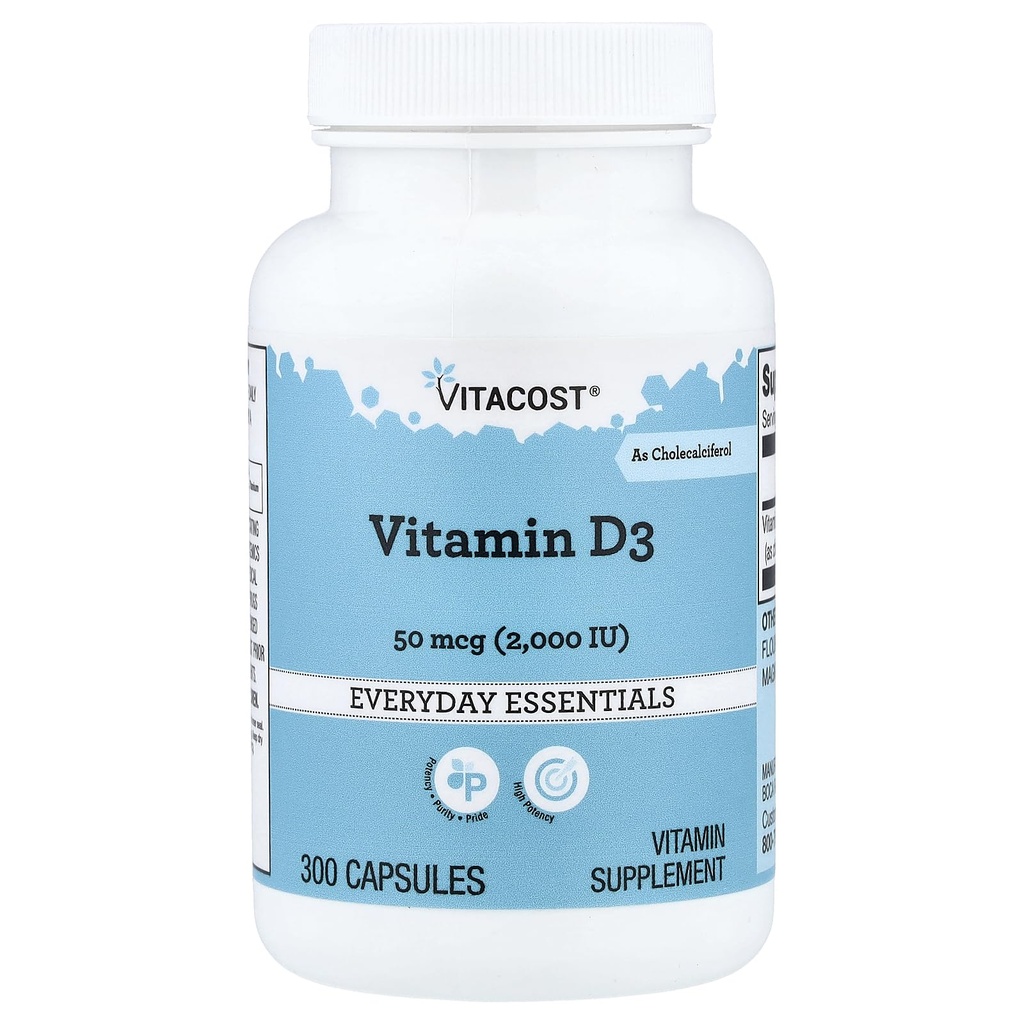 Vitacost Vitamin D3 (as Cholecalciferol) -- 2000 IU - 300 Capsules