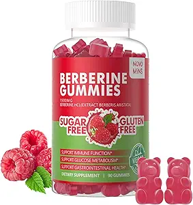 Berberine Gummies with Ceylon Cinnamon 1500mg High Potency Berberine HCL Supplement for Immune and Metabolism Support, Sugar Free Organic Berberine Gummies Raspberry Flavor.