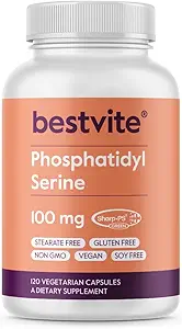 BestVITE Phosphatidylserine 100mg por cápsula (240 cápsulas vegetarianas) (120x2) con Sharp-PS® Green - Patented and Clinically Tested - Stearate Free - Soy Free - Gluten Free - Vegan - Non GMO