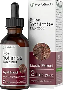 Horbäach Yohimbe Bark Líquido Extracto Silencioso 2 Fl Oz Silencioso Suplemento para Hombres y Mujeres ← Alcohol Free Tiincture Drops ← Vegetariano, No GMO, y Gluten Free