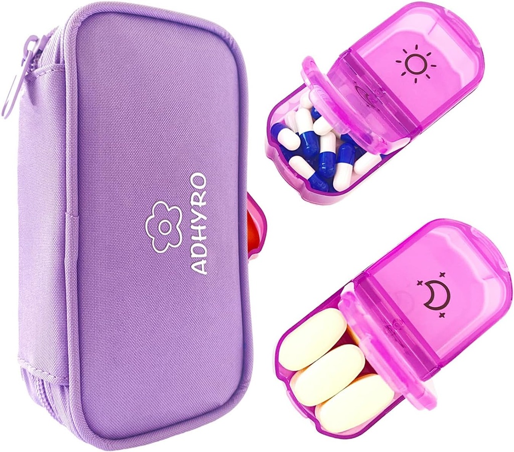 Organizador de píldoras 2 veces al día, gran caja de píldoras semanales AM/PM Caso de 7 días con etiquetas y protección de privacidad Bolsa de cremallera de color claro para mantener suplementos, vitaminas y aceites de pescado