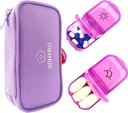 Pill Organizer 2 Times a Day, Large AM/PM Weekly Pill Box 7 Day Pill Case with writable Labels and Privacy Protection Light-Purple Zipper Bag to Hold Supplements, Vitamins and Fish Oils