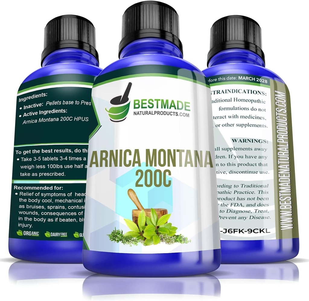 Productos naturales de mejor calidad Turbo Arnica 200C - Pellets Arnica integrales para recuperación de músculos, alivio de la tensión y soporte de bienestar holístico, 350 Pellets