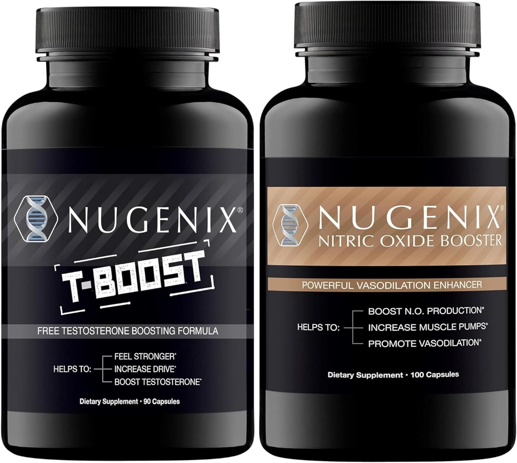 Nugenix Nitric Oxide Booster and T-Boost Free Testosterone Booster for Men