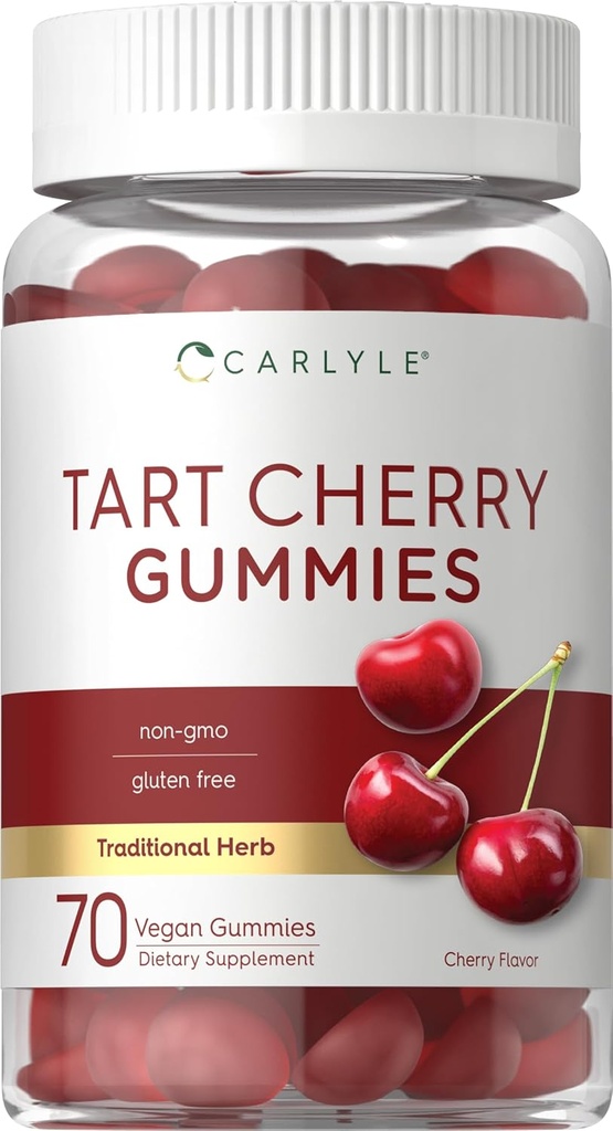 Carlyle Tart Cherry Gummies ← 2000mg Silencio 70 Cuenta ← Cherry Flavor Silencio Vegan, Non-GMO, y Gluten Free Formula