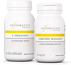 Terapéutica Integrativa Bundle con Cortisol Manager, 30 Tablets & L-Theanine, 60 Capsules - Cortisol Manager for Stress Support with Ashwagandha* - L-Theanine to Support a Relaxed State*