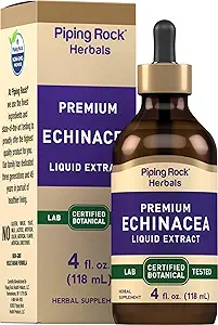 Piping Rock Echinacea Drops  4 fl oz ANTE Liquid Extract Tincture ← Premium Botanical Herb ← Vegetarian Supplement ANTE Alcohol Free, Non-GMO, Gluten Free