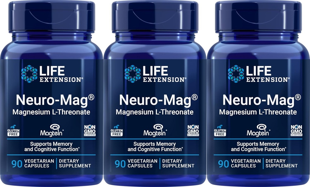 Extensión de vida Neuromag Magnesio L-treonato, 90 Cuenta (Pack of 3)
