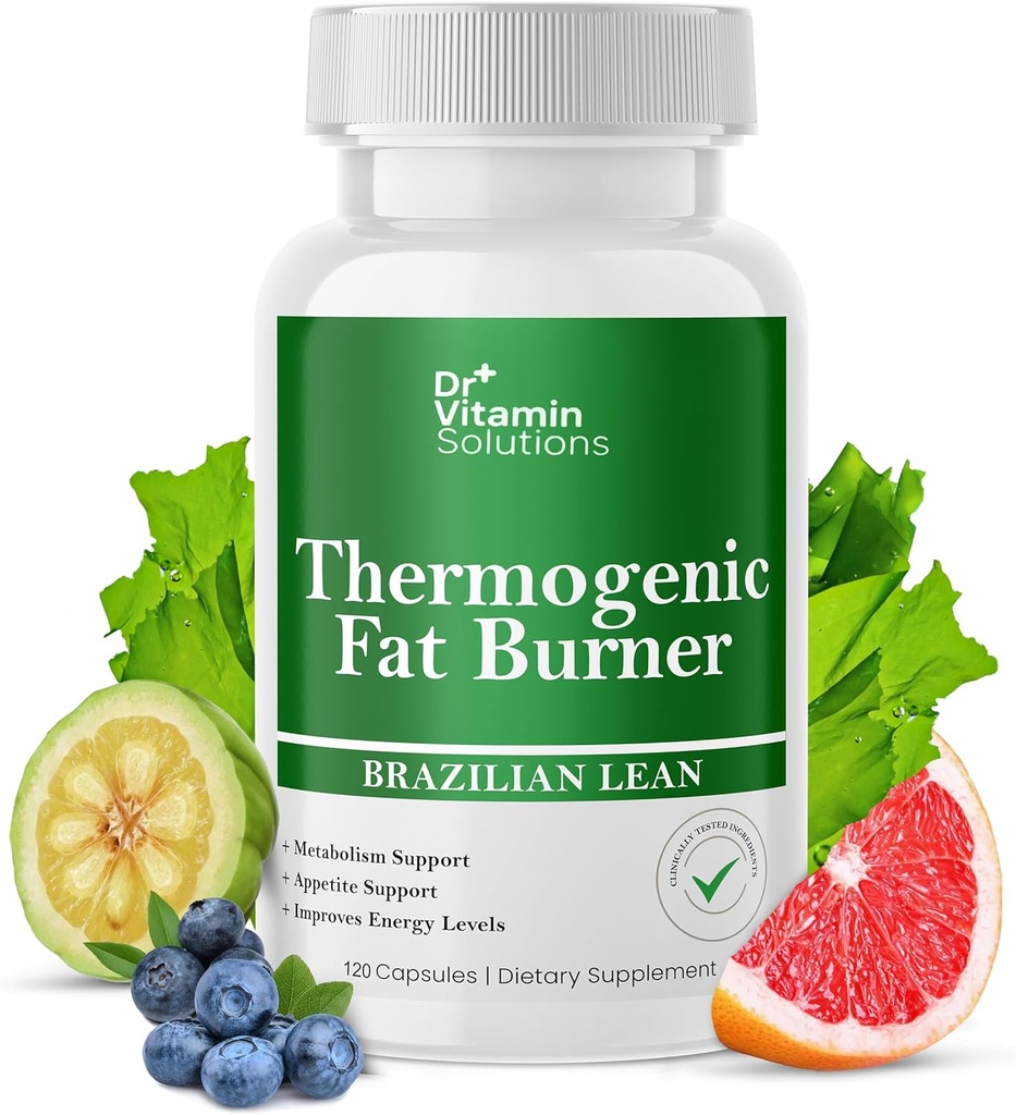 VITAMIN SOLUTIONS Thermogenic Fat Burner Brazil Lean, Weight Loss Vitamins, Waist Trimmer &amp; Supplements for Bloating (1 Bottle, 120 Capsules)