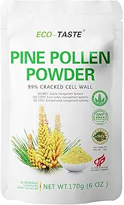 ECO-TASTE Pine Pollen Powder 6 Ounce, Wild Harvested - Pinus Tabuliformis， 99% Cracked Cell Wall