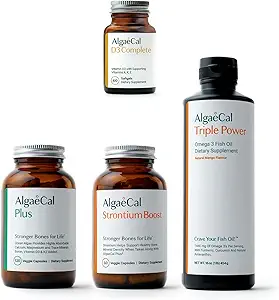 ALGAECAL Ultimate Bone Bundle - D3 Complete (1000 IU) + K2, Vitamina E, Vitamina A " Calcio de base vegetal para aumentar la densidad de huesos " Omega 3 Fish Oil con 1200 mg EPA DHA