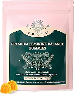 Premium Feminine Balance Gummies, Immune Support,Vegan, Gluten-Free,Hawaiian Pineapple,for Women’s Health & Wellness,60 Gummies - 30 Servings (1)