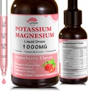 Suplemento de Citrato de Magnesio de Potasio,Magnesium Liquid Drops with Magnesium Glycinate 1000mg with Ashwagandha,Zinc,Support Clam & Support Immune System(Strawberry,2 FL.OZ.)