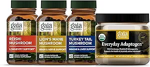 Gaia Herbs Magnífico Mushrooms Kit - Reishi Mushroom, Lion's Mane Mushroom, Turquía Tail Mushroom, Everyday Adaptogen