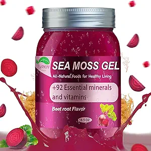 Sea Moss Gel Raw Organic,Real Sea Moss Gel with Irish SeaMoss,Wildcrafed Sea Moss Gel,Inmune &amp; Digestive Support,Vitamins & Minerals Supplement(Beet Root,18.5OZ)