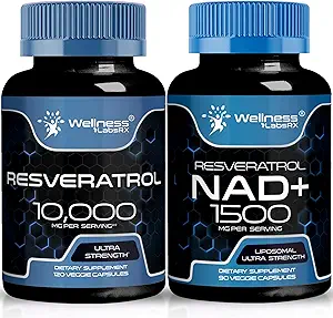 WELLNESS LABSRX Resveratrol Capsules 10000 - NAD+ Suplemento capsula 1500mg