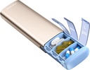 Vaydeer Metal Travel Pill Organizer, 7 Day Weekly Pill Box, Large Capacity Daily Cute Pill Fund for Supplements, Pills, Vitamins and Medication (Small, Champagne)