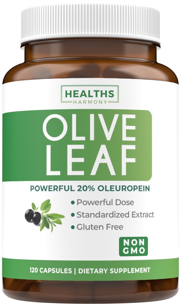Super Strength Olive Leaf Extract Capsules - Vegan Non-GMO 750mg Olive Extract with 20% Oleuropein Antioxidant Supplement for Immunity Skin and Heart Health Support - Made in The USA (4 Month Supply)