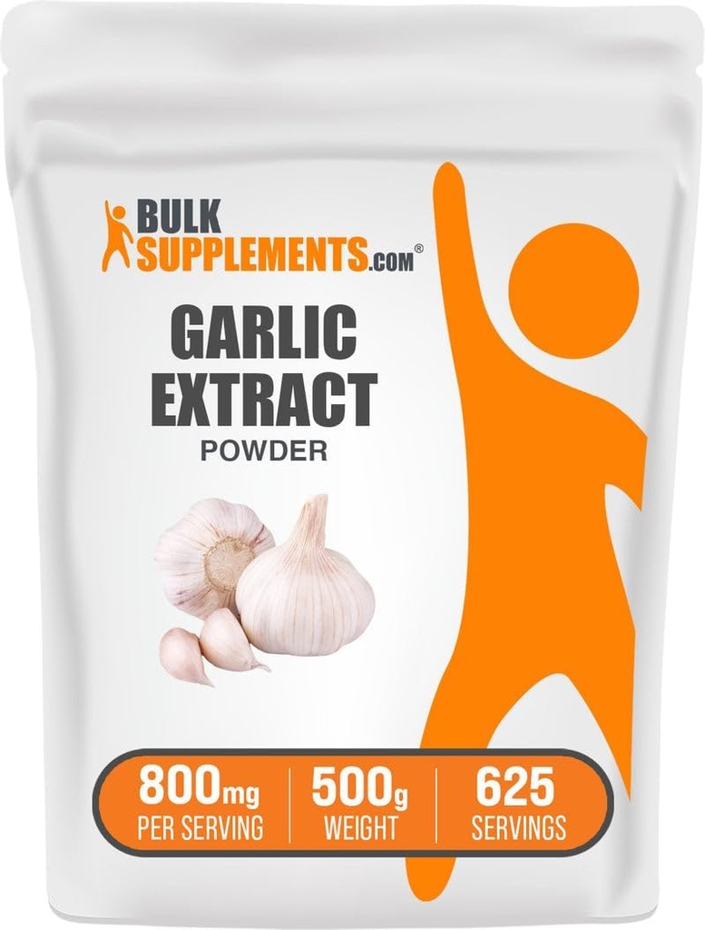 BulkSupplements.com Extract Powder de ajo - Suplemento de ajo, Suplemento herbal, Sativum de Allium - Herbal & Gluten Gratis, 800 mg por ser, 500g (1.1 lbs) (Pack of 1)