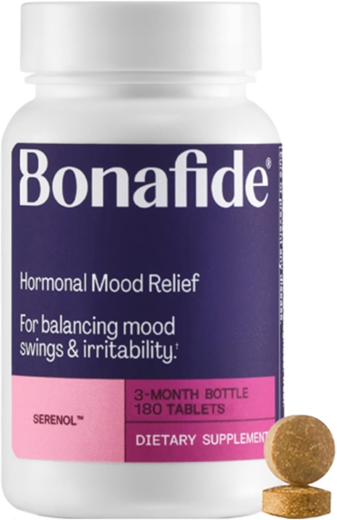 Serenol por Bonafide. Alivio de hormonal Mood Swings, Irritability, " PMS Bloating. — Suministro de 3 meses (180 Tablets)