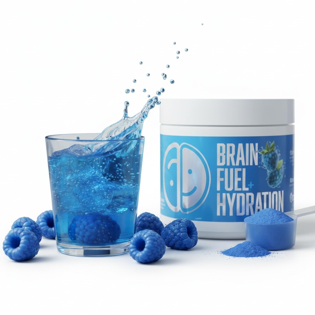 Lithios Brain Fuel Plus Hydration Mix - 30 Servings / 3.9 oz | Blue Raspberry Drink Mix | Boost Focus & Performance | Contains Electrolytes, Vitamins & Magnesium | Dietary Supplement