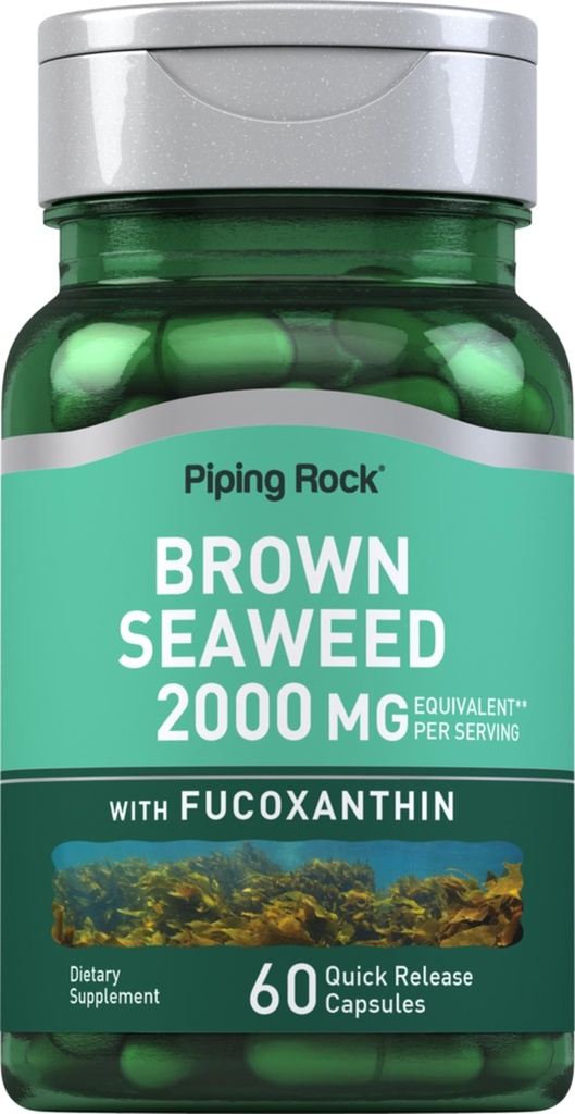 Piping Rock Brown Seaweed Capsules 2000mg Silencio 60 Conde Silencio Fucoxanthin Extract Suplemento Silencio Non-GMO, Gluten Free