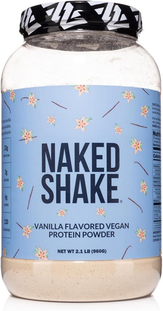 Afeitado desnudo - Vainilla Protein Powder - Afeitado de proteínas con aceite de Mct, libre de gluten, libre de soja, sin gmos o dulces artificiales - 30 piezas