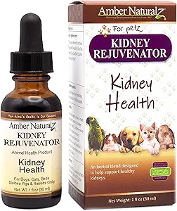 Amber NaturalZ Kidney Rejuvenator Herbal Supplement for Dogs, Cats, Birds, Rabbits, and Guinea Pigs ← Soporta la función normal del riñón ← Ayuda natural para la salud del riñón