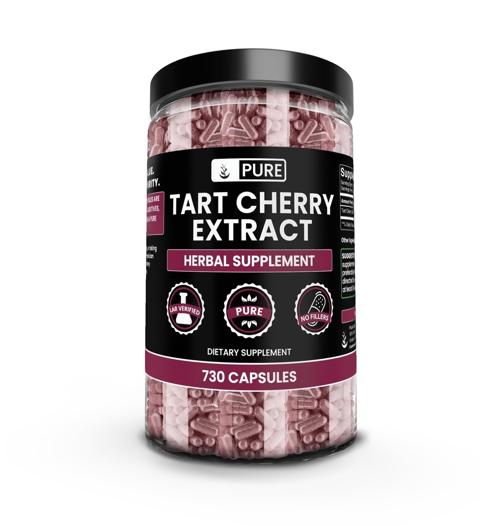 PURE ORIGINAL INGREDIENTS Tart Cherry Extract (730 Capsules) No Magnesium Or Rice Fillers, Always Pure, Lab Verified