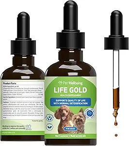 Pet Wellbeing Life Gold for Dogs - Vet-Formulated - Immune Support and Antioxidant Protection - Natural Herbal Supplement 2 oz (59 ml)