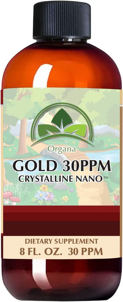Organa Pura Cristalina Suplemento de Oro Líquido - 30 PPM - Colloidal Minerales 8 Ounce