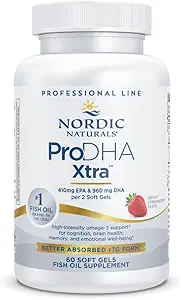 Naturales nórdicos ProDHA 1000, Fresa - 60 Gels blandos - 1660 mg Omega-3 - Alta intensidad DHA Fórmula de Salud Neurológica, Mood & Memory - Non-GMO - 30 Servimientos