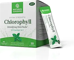 Nature's Sunshine Chlorophyll Stick Packs: Supercharge Your Detox and Boost Gut Health in Convenient, Delicious Stick Packs (Spearmint)