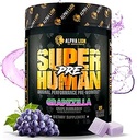 ALPHA LION Superhuman Pre Workout Powder, Beta Alanine, L-Taurine & Tri-Source Caffeine for Sustained Energy & Focus, Nitric Oxide & Citrulline for Pump (21 Servings, Grapezilla)