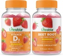 Lifeable Vitamin D 10000 IU + Beet Root, Gummies Bundle - Great Tasting, Vitamin Supplement, Gluten Free, GMO Free, Chewable Gummy