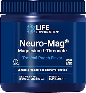 Extensión de la vida Neuro-Mag Magnesium L-Threonate Powder Tropical Punch Flavor - 3.293 Ounce