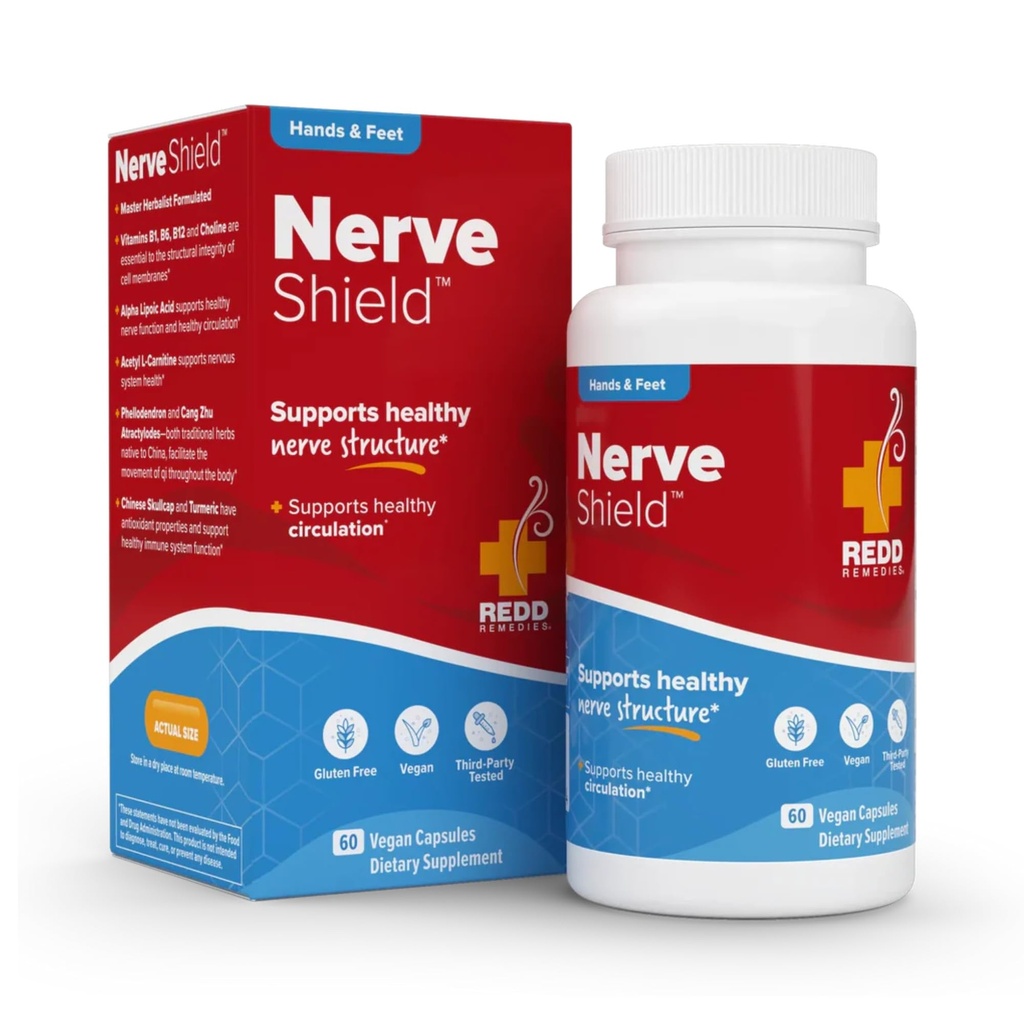 Remedios Redd, Escudo Nerve, soporta la estructura y la circulación de Nerve saludable, 60 cápsulas Vegan