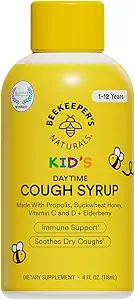Propolis Naturals Propolis Honey Cough Syrup Daytime for Kids Immune Support with Elderberry, Vitamin C, Vitamin D & Raw Honey - Throat Soothing - Gluten Free & Clean Ingredients, 4 oz.