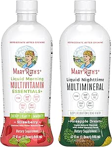 MaryRuth's Liquid Morning Multivitamin (Strawberry) & Liquid Nighttime Multimineral (Pineapple) ← Clean Label Project Verified® ← Vitaminas " Magnesium for Energy, Bedtime, " Global Health TEN Vegan