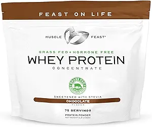 Muscle Feast Grass-Fed Whey Protein Concentrate Powder, All Natural, Hormone Free Pasture Raised Whey Protein Powder for Women &amp; Men, Clean, Non-GMO & Gluten Free Whey Concentrate - Chocolate, 5lb