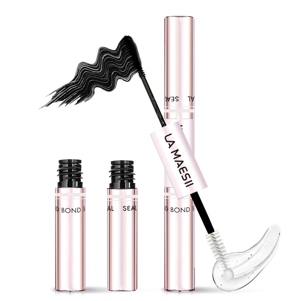 LA MAESII Lash Cluster Glue, Lash Bond and Seal for Eyelash Clusters, 10ml Bond and Seal, Waterproof, 2-in-1 Home Use, Strong Hold for 72H
