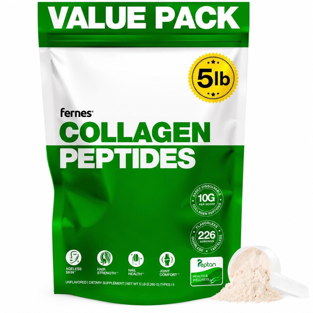 Collagen Powder for Women Men (5LB) Type I & III Flavorless & Odorless Easy-Mix Hydrolyzed Peptan Protein Peptides Joint, Hair, Skin & Nail Support Gluten-Free Non-GMO Keto & Paleo Grass-Fed Kosher