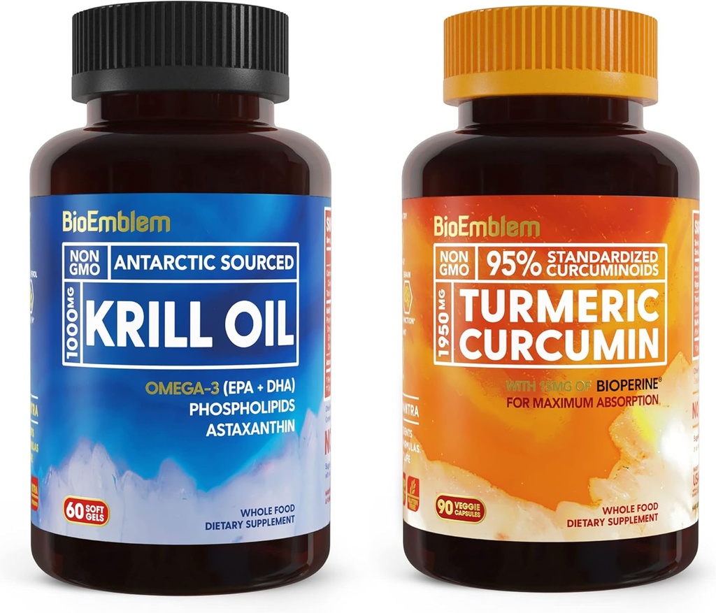 BioEmblem Antártico Krill Suplemento Turmérico Curcumin Suplemento con BioPerine